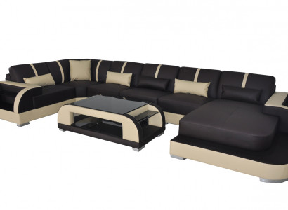 Leder Couch Polster Sitz Eck Garnitur Moderne Design Wohnlandschaft U Form Sofas