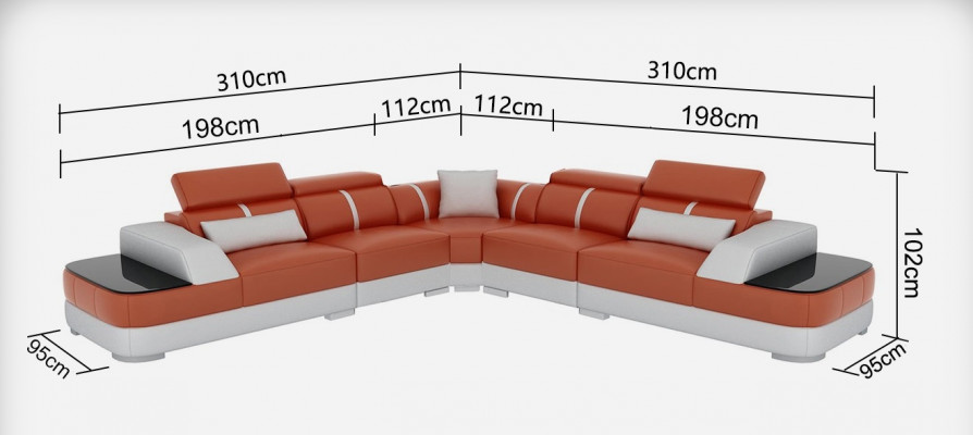 Eck Sofa Leder Polster Ecke Sitz Garnitur Couchen L Form + Tisch Wohnlandschaft