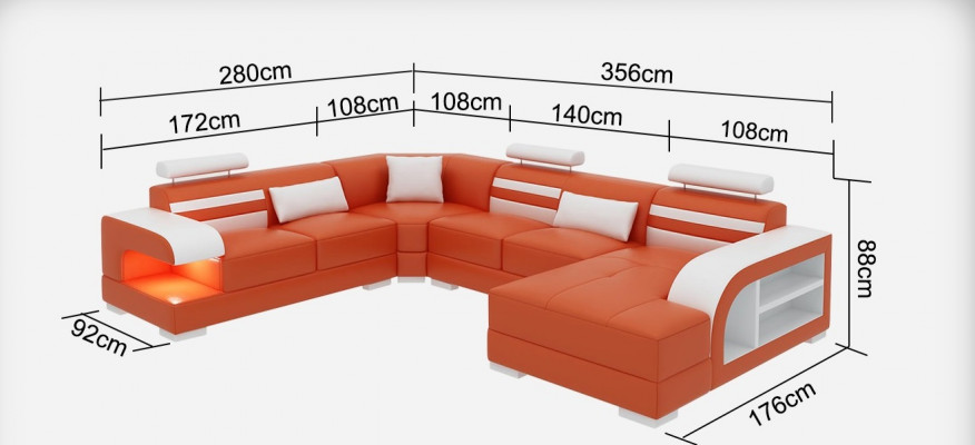 Ledersofa Couch Wohnlandschaft Ecksofa Eck Garnitur Design Modern Sofa + USB Neu