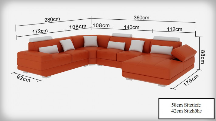 Ledersofa Couch Wohnlandschaft Ecksofa Eck Garnitur Design Modern Sofa Beige USB