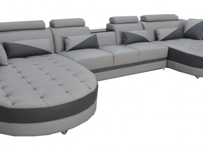 Eck Sofa Polster Couch Sitz Ecke Leder Garnitur U Form Wohnlandschaft
