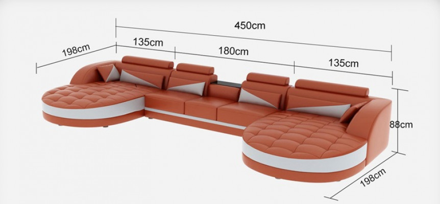 Eck Sofa Polster Couch Sitz Garnitur Moderne U Form Wohnlandschaft Ecke Leder