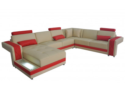 Ledersofa Couch Wohnlandschaft Eck Garnitur Design Modern Dekorative Sofa