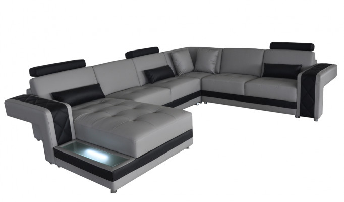 Ledersofa Couch Wohnlandschaft Eck Garnitur Design Modern Dekorative Sofa