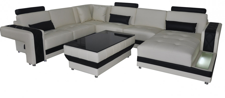 Ledersofa Couch Wohnlandschaft Eck Garnitur Design Modern Dekorative Sofa