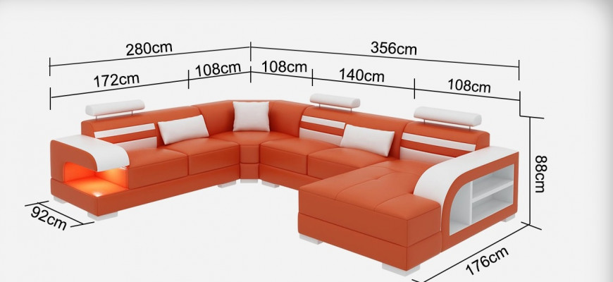 Moderne Eleganz U-förmiges Ecksofa im exquisiten Lederdesign