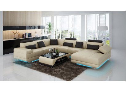 Ledersofa Couch Wohnlandschaft Ecksofa Eck Garnitur Design Modern Sofa