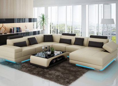 Ledersofa Couch Wohnlandschaft Ecksofa Eck Garnitur Design Modern Sofa