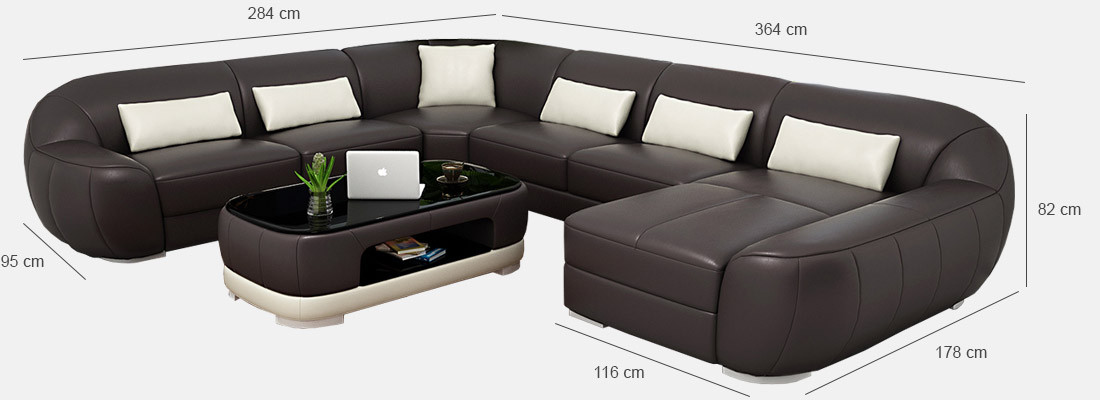 Wohnzimmerhighlight U-förmiges Lederecksofa für zeitgemäßen Luxus