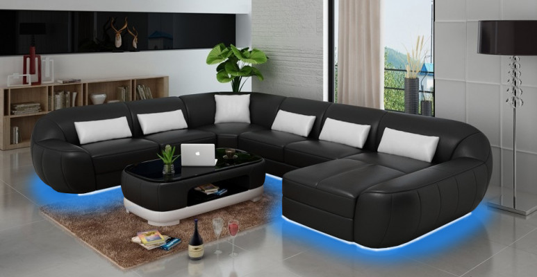Wohnzimmerhighlight U-förmiges Lederecksofa für zeitgemäßen Luxus