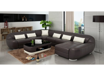 Modernes Ledersofa Ecksofa Wohnlandschaft Sitz Polster Couch Garnitur Fellen