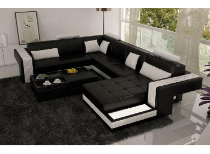 Ecksofa Ledersofa Big XXL U Form Wohnlandschaft Sofa Couch Garnitur Neu