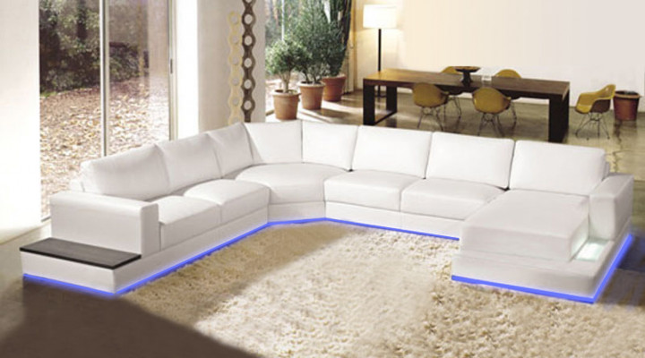 Design Ledersofa Wohnlandschaft Couch Ecksofa Eck Garnitur Modern Sofa mit USB