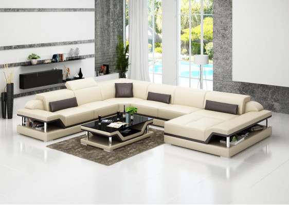 Design Leder Wohnlandschaft Eck Sofa Moderne Garnitur Couch Ecke Neu Weiß USB