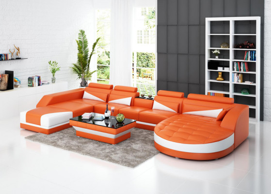 Sofa Ecksofa Design Polster Eckcouch Eckgarnitur Wohnlandschaft Couch UForm +USB