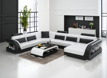 Sofagarnitur mit USB Polster Sofa Set 3+2+1 Leder Couchen Sofas Komplett