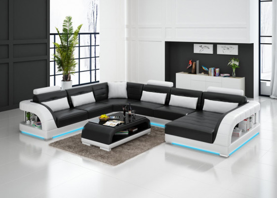 Sofagarnitur mit USB Polster Sofa Set 3+2+1 Leder Couchen Sofas Komplett