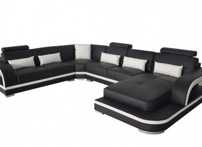 Moderne Sofa Couchgarnitur Ecke Sitzecke Leder Couch Polster Wohnlandschaft USB