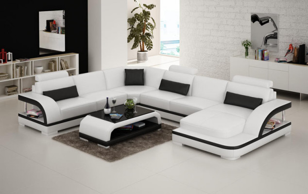Moderne Sofa Couchgarnitur Ecke Sitzecke Leder Couch Polster Wohnlandschaft USB