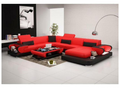 Ledersofa Polster Sitz Couch Garnitur Ecksofa Sofa Couch Wohnlandschaft Detmold