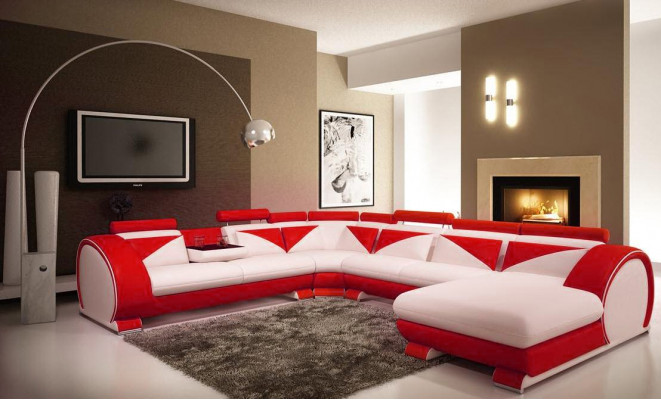 Ledersofa mit USB Ledersofa Big Sofa Ecksofa Leder XXL Wohnlandschaft U Form