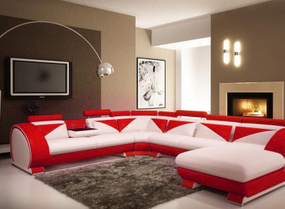 Ledersofa mit USB Ledersofa Big Sofa Ecksofa Leder XXL Wohnlandschaft U Form