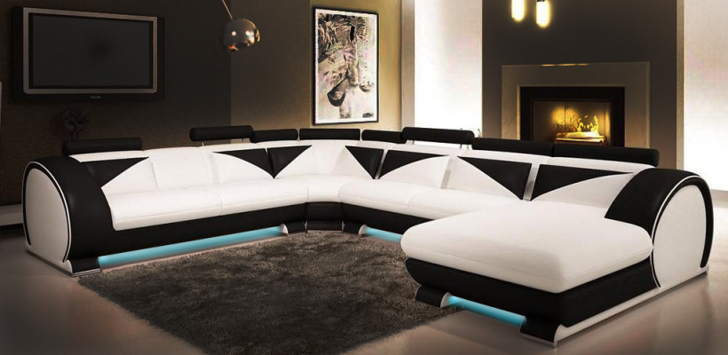 Ledersofa mit USB Ledersofa Big Sofa Ecksofa Leder XXL Wohnlandschaft U Form