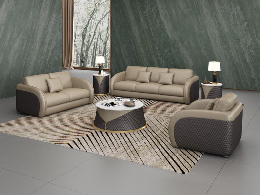 Garnitur Leder Designer Sofa Couch Polster 6tlg. Set Garnituren Couchtisch