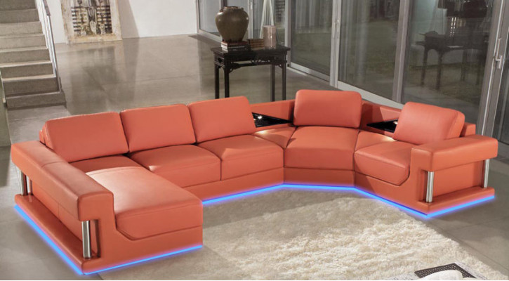 Ledersofa Couch Wohnlandschaft Ecksofa Eck Garnitur Design Modern Sofa A1131