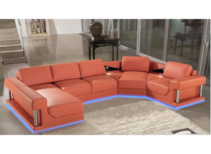 Ledersofa Couch Wohnlandschaft Ecksofa Eck Garnitur Design Modern Sofa A1131
