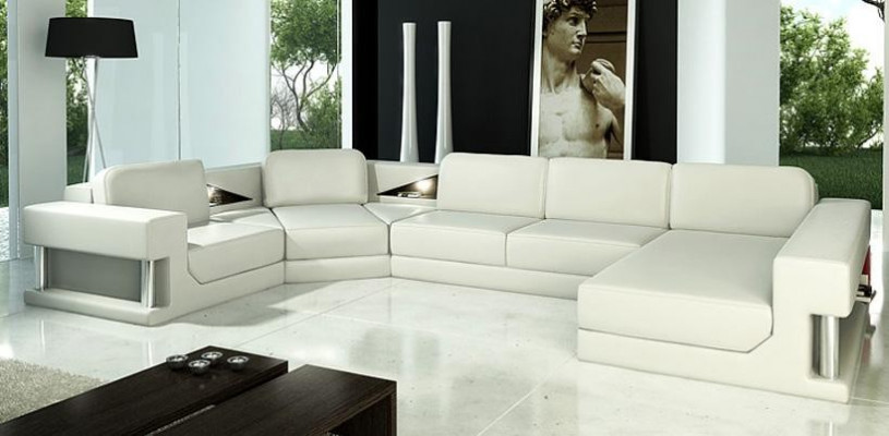 Ledersofa Couch Wohnlandschaft Ecksofa Eck Garnitur Design Modern Sofa A1131