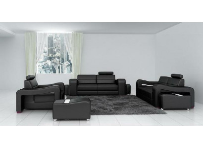 Designer Ledersofa Sofagarnitur USB Sofa Sitz Polster Garnitur 3+2+1 Garnituren