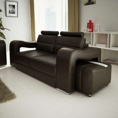 Designer Ledersofa Sofagarnitur USB Sofa Sitz Polster Garnitur 3+2+1 Garnituren