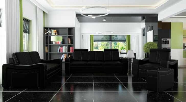 Ledersofa Design Sofa Sofagarnitur 3+2+1 mit USB Sofa Garnitur Polstergarnitur