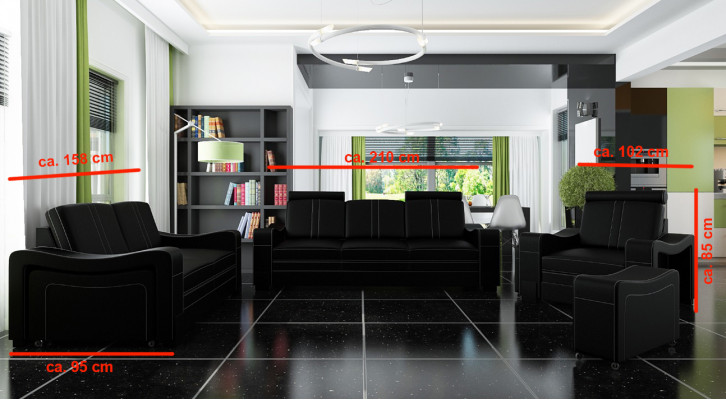 Ledersofa Design Sofa Sofagarnitur 3+2+1 mit USB Sofa Garnitur Polstergarnitur