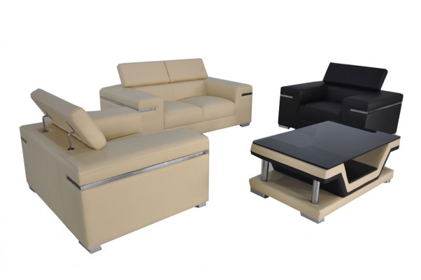 Leder Modern XXL Couch Wohnlandschaft Ledersofa Sofa Garnitur 2+1+1 + Tisch Neu