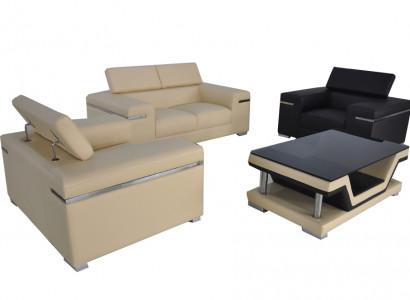 Leder Modern XXL Couch Wohnlandschaft Ledersofa Sofa Garnitur 2+1+1 + Tisch Neu