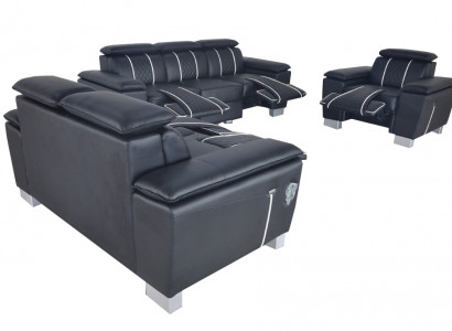 Ledersofa Couch Wohnlandschaft Eck Garnitur Design Modern Sofa 3+2+1