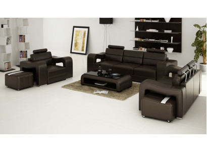 Ledersofa Couch Wohnlandschaft 3+2+1 Sitzer Garnitur Design Modern Sofa F3008D