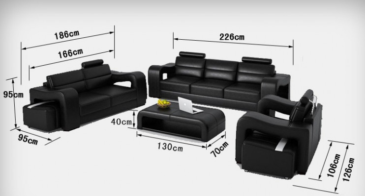 Ledersofa Couch Wohnlandschaft 3+2+1 Sitzer Garnitur Design Modern Sofa F3008D