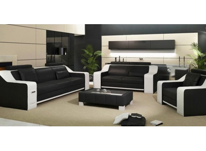 Ledersofa Set Sofa Couch Sitz Polster Garnitur Sofagarnitur 3+2+1 Sofas HuttenS