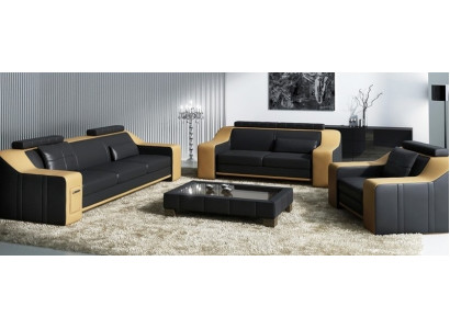 Ledersofa Set Sofa Couch Sitz Polster Garnitur Sofagarnitur 3+2+1 Sofas HuttenGB