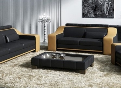 Ledersofa Set Sofa Couch Sitz Polster Garnitur Sofagarnitur 3+2+1 Sofas HuttenGB