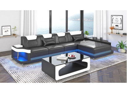 Ecksofa L-Form Polster Leder Wohnlandschaft Couchen Sofas Ecke Luxus Möbel Neu