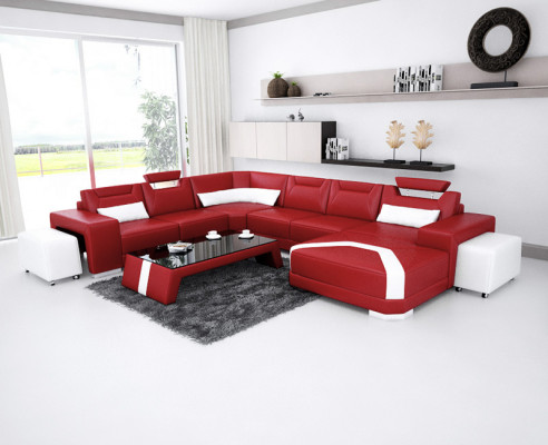 Ledersofa Couch Wohnlandschaft Ecksofa Eck Garnitur Design Modern Sofa Neu F3011