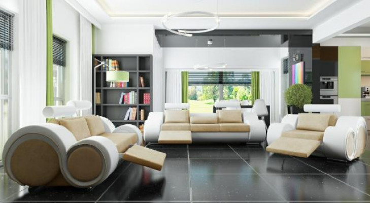 DESIGNER SOFA+USB SOFAGARNITUR 3/2/1 SITZER RELAX COUCH POLSTERGARNITUR TEXTIL