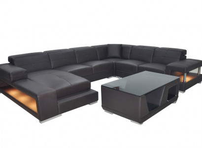 Ledersofa Ecke Wohnlandschaft Garnitur Design Modern Ecksofa Sofa U-Form G8017