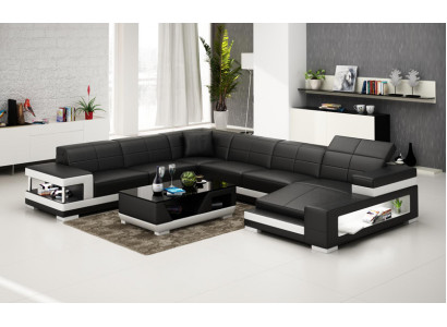 Ledersofa Couch Wohnlandschaft Ecksofa Eck Garnitur Design Modern Sofa G8017