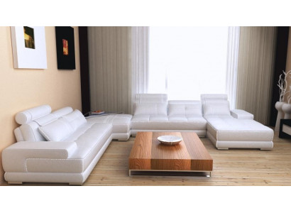 Ecksofa Sofa Couch Wohnlandschaft Ledersofa XXL Designer Sofas Wolfhagen Weiß