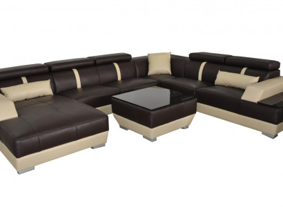 Ledersofa Wohnlandschaft Eck Garnitur Design Modern Sofa Dekorative U-Form